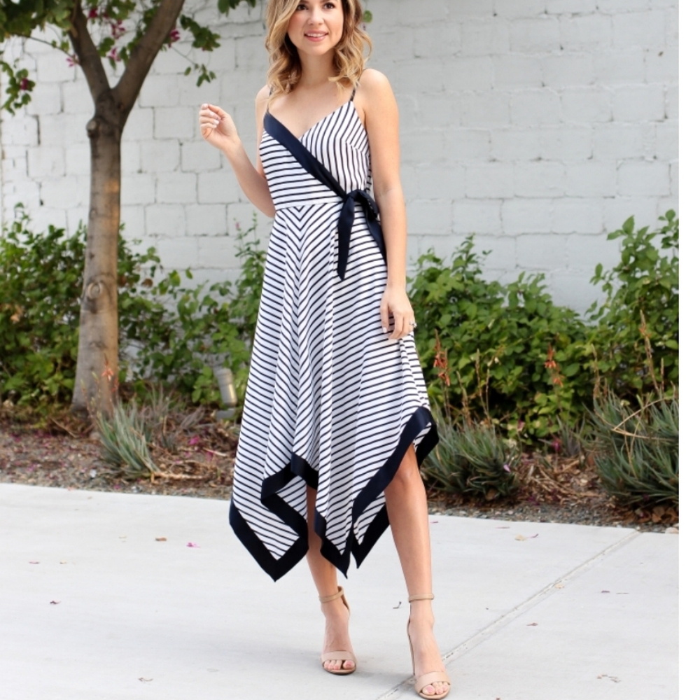 Striped Navy and White Dress Handkerchief